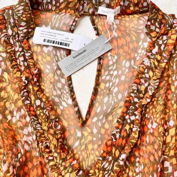 Poupette St Barth Silk Printed Short Romper Jumpsuit size XS - Picture 8 of 12